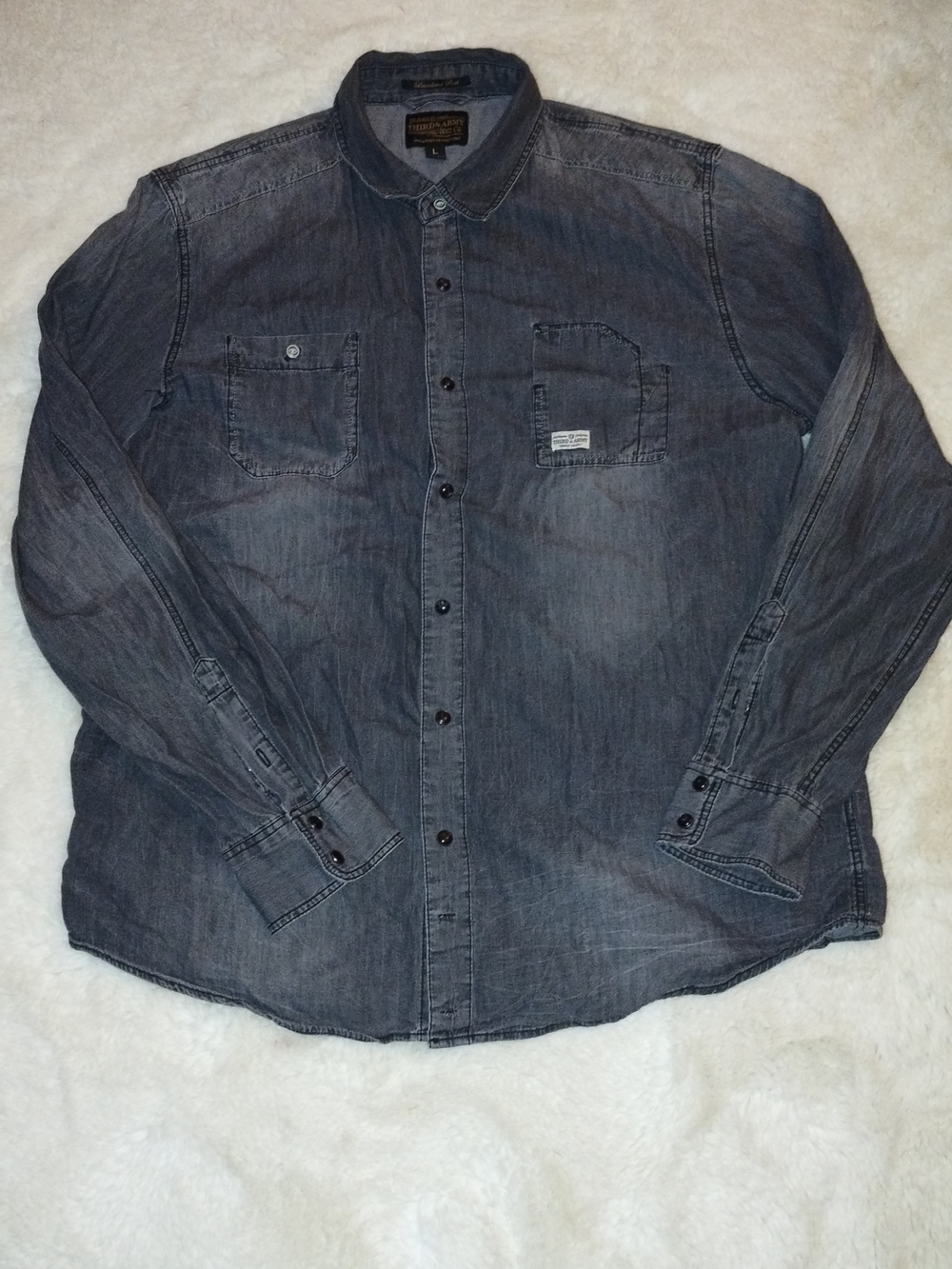 Washed Gray Men's Casual Button-Down Shirt